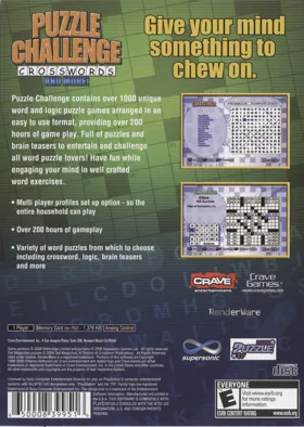 Puzzle Challenge - Crosswords and More! box cover back